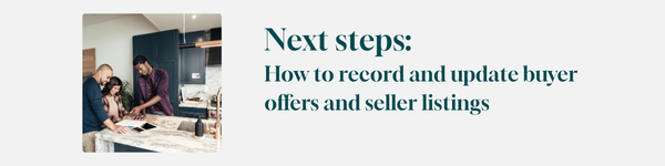 How to record and update buyer offers and seller listings
