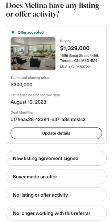 Agent dashboard screenshot